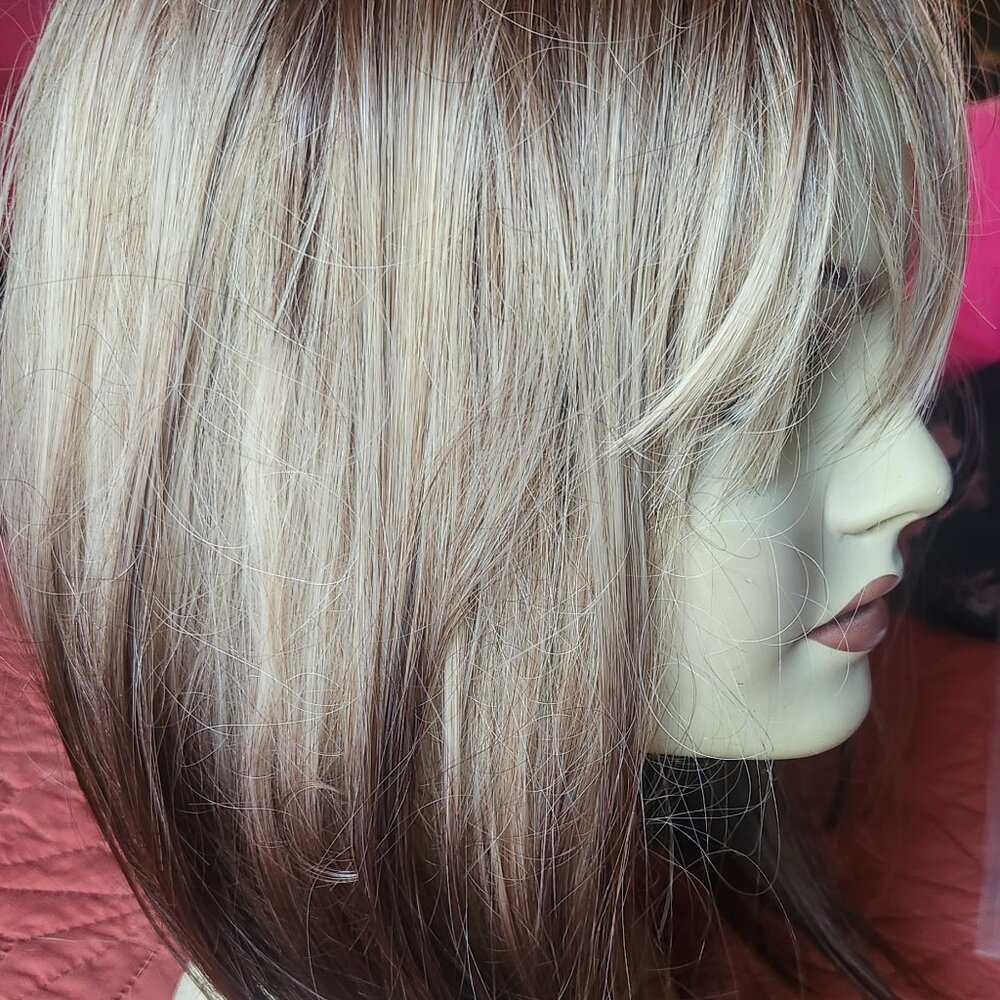 NWT Elegant Gradient Charm Ombre 12 inch straight Ladies wig with bang